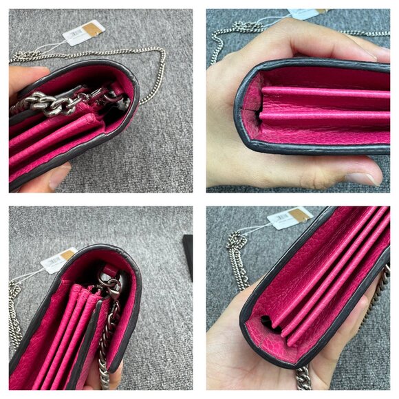 GUCCI GG Marmont Chain Wallet Pink Leather Shoulder Bag 699-070825 - Picture 5 of 15